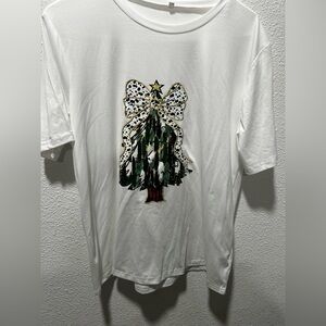 BOGO free- Source Unknown White Tee with Christmas Tree Design